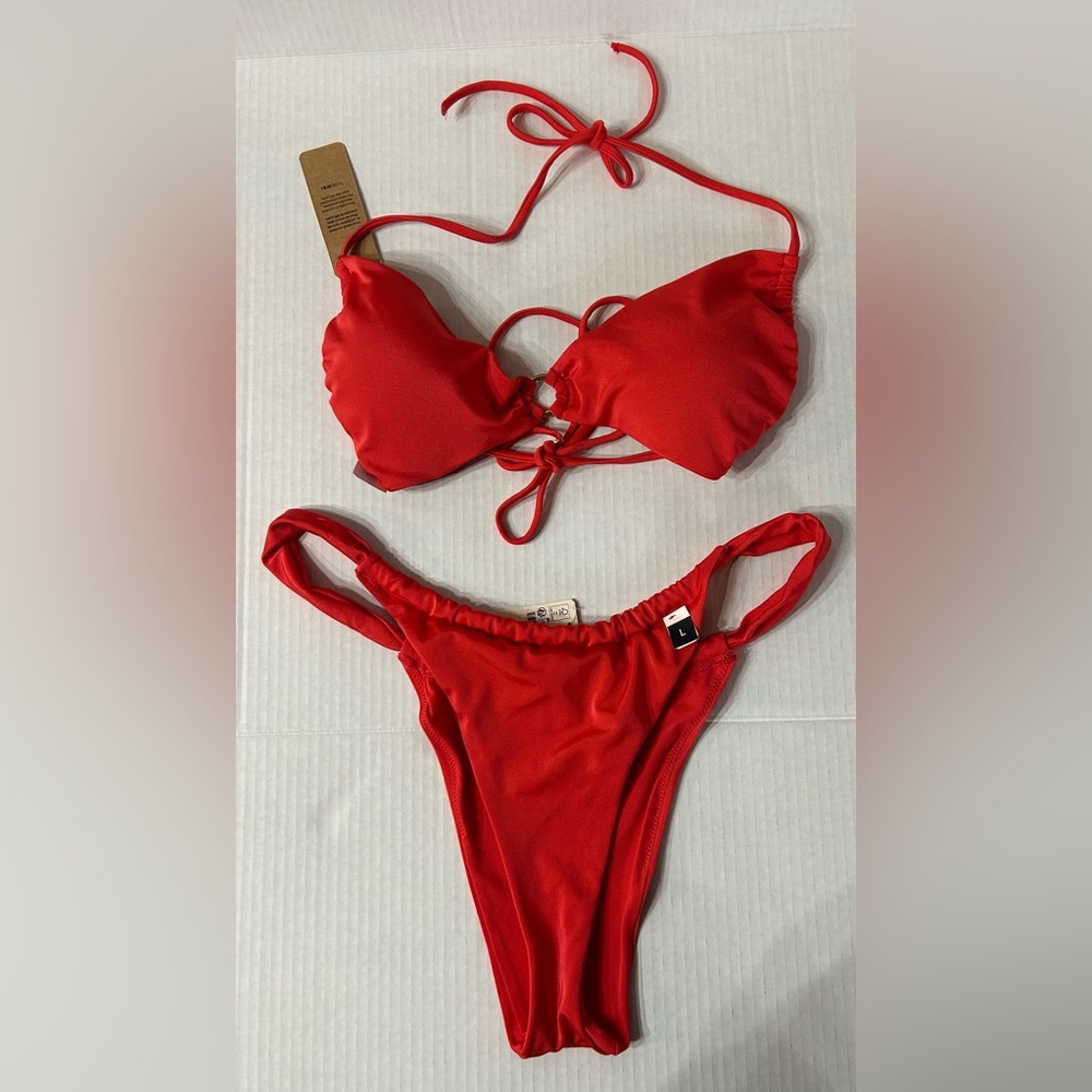 NWT 2-Piece Bikini (Top/Bottom Lg) Triangle Bikini Top Brazilian Bikini Bottom - Picture 7 of 14